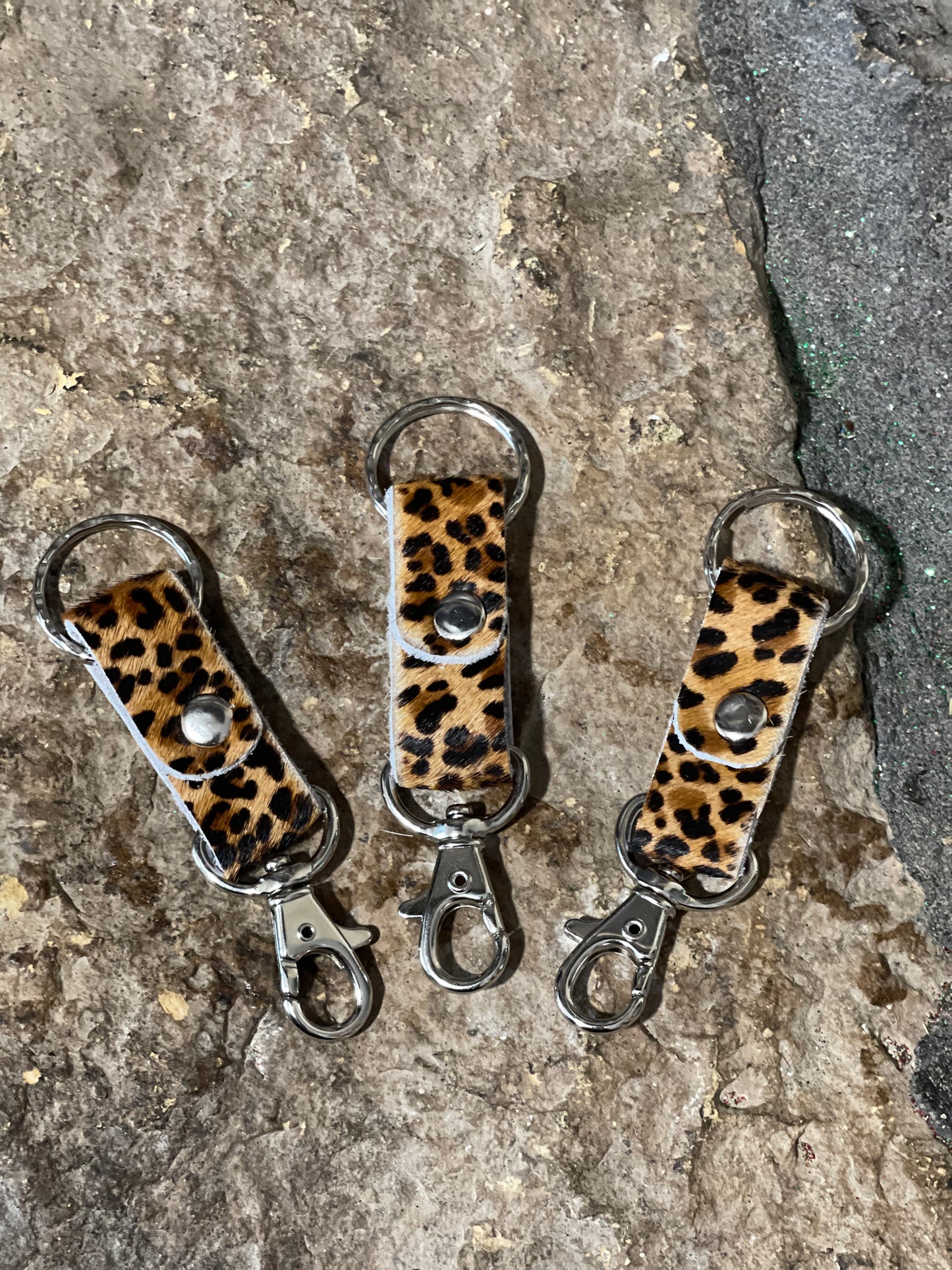 Leopard print keychains