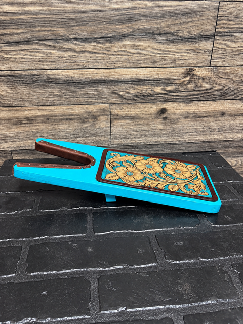 Turquoise Hand tooled Leather Western Boot Jack