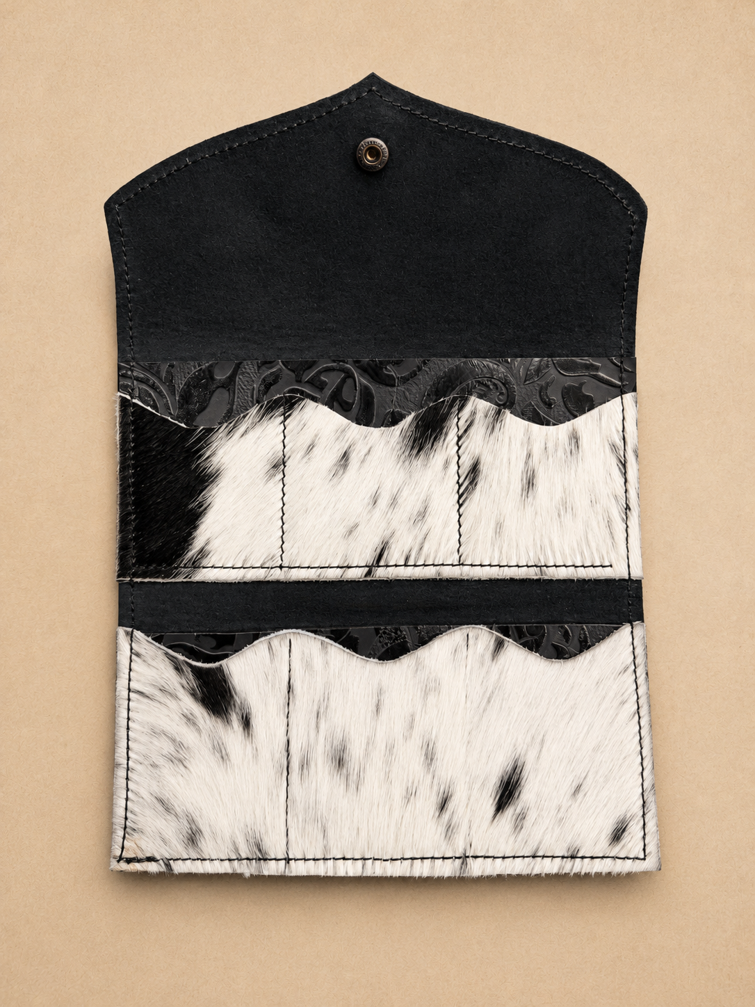 Black embossed leather wallet