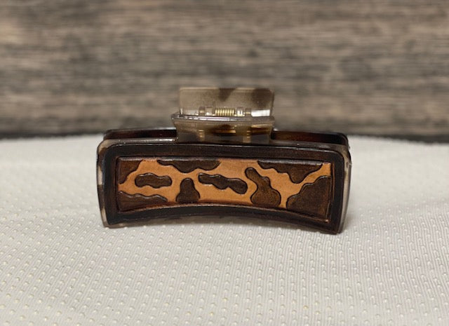 Animal Print leather claw clip