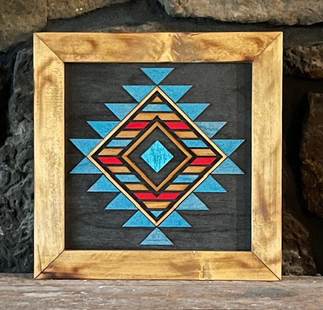 Aztec Wood Sign with black background