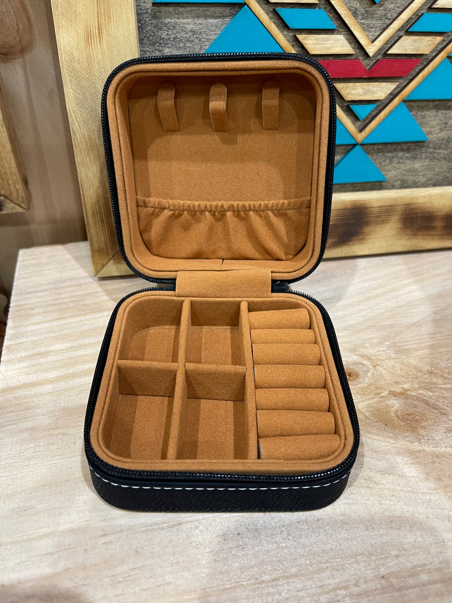 Black tooled leather top Jewelry Box