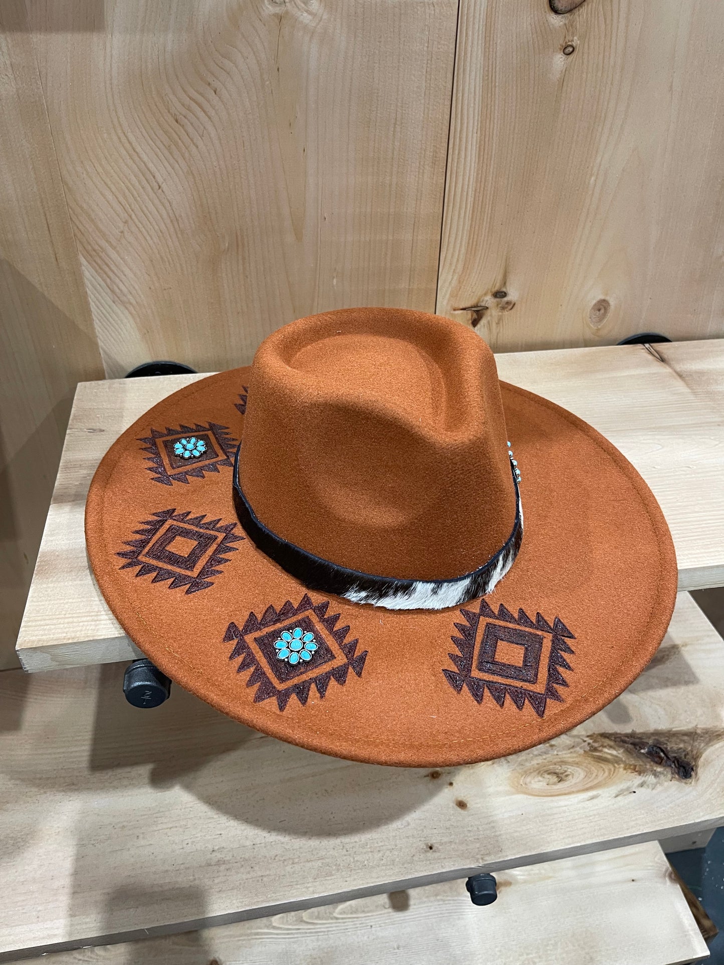 Burnt orange burned hat