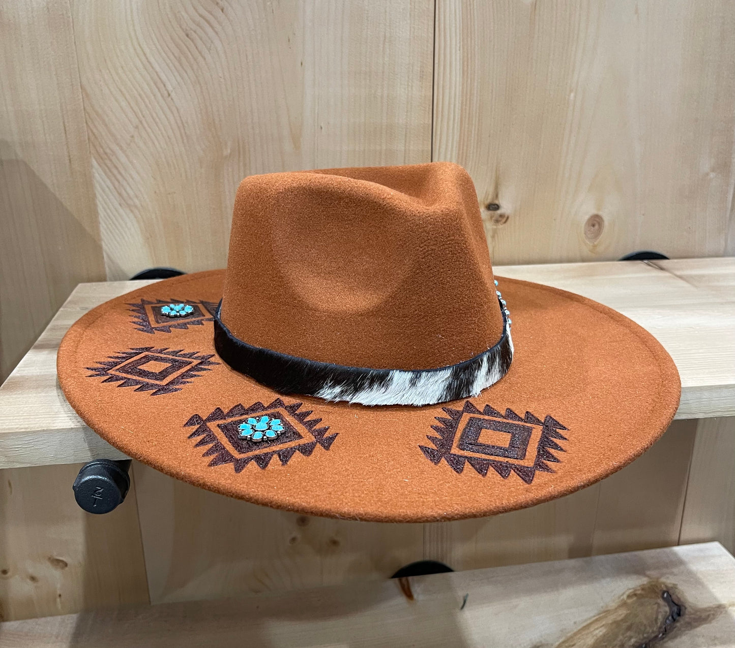 Burnt orange burned hat