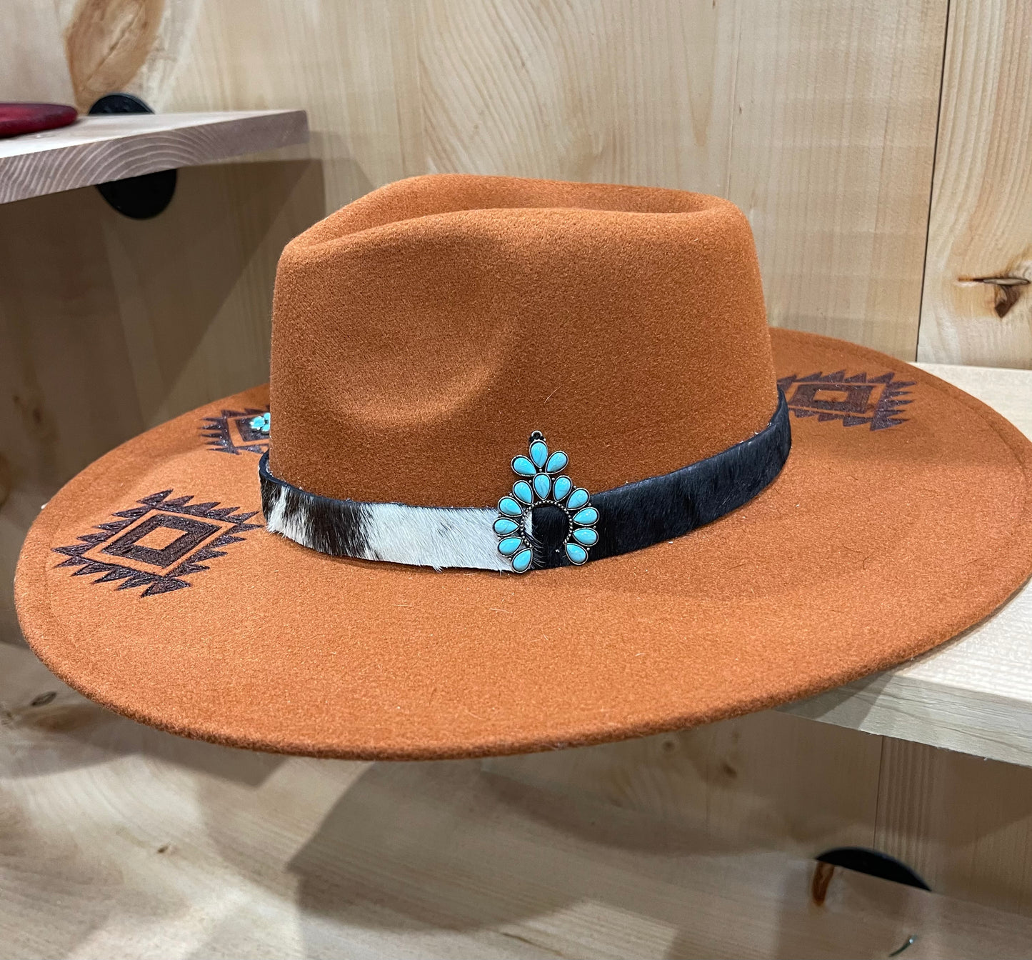 Burnt orange burned hat
