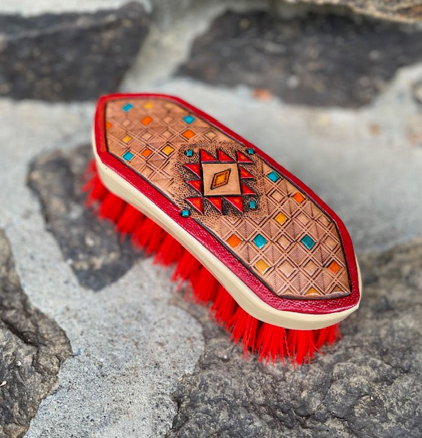 Red Aztec Equine Brush