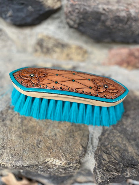 Turquoise Flower Equine Brush