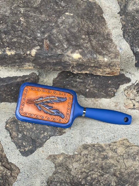 Blue Feather Paddle Hair Brush