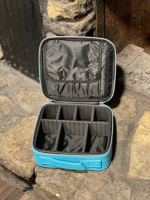 Turquoise Flower Leather Top Travel Case