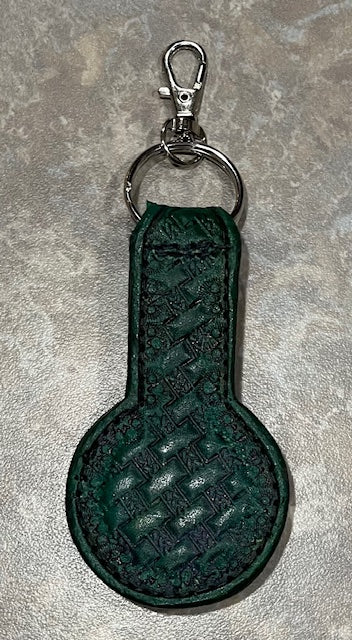 Magnetic Green Basket Weave Leather Cap Holder