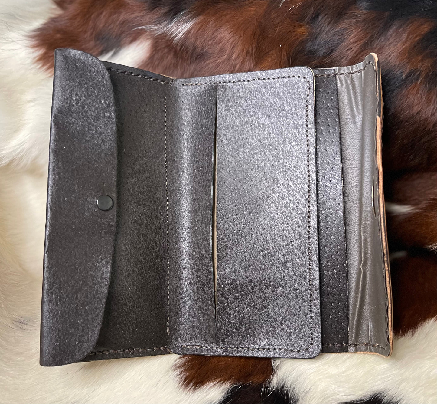 Leather tooled clutch purse