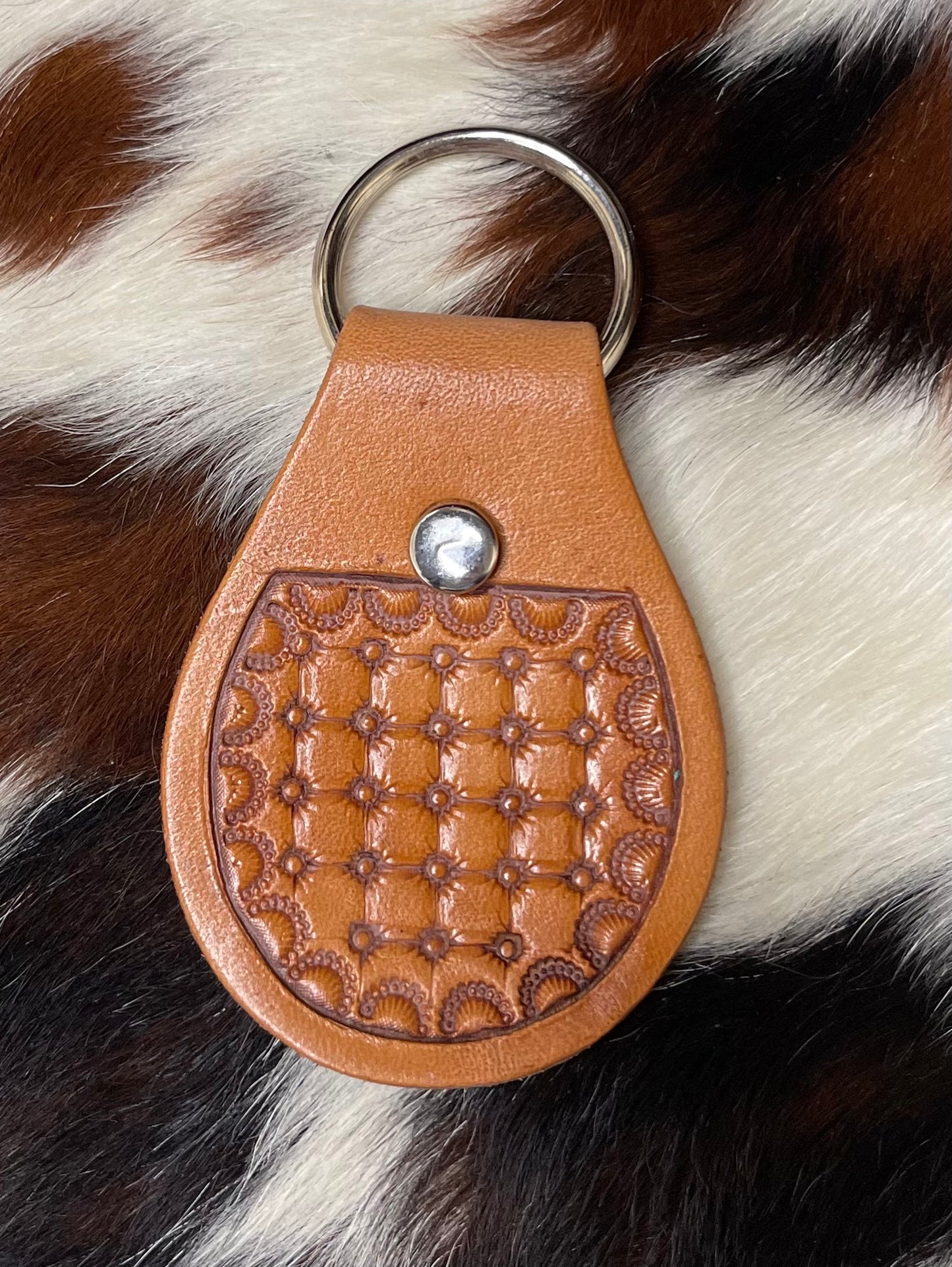 Custom leather stamped keychain
