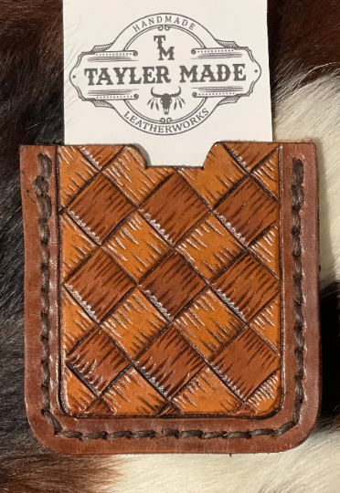 Tooled Leather Patchwork Card Holder