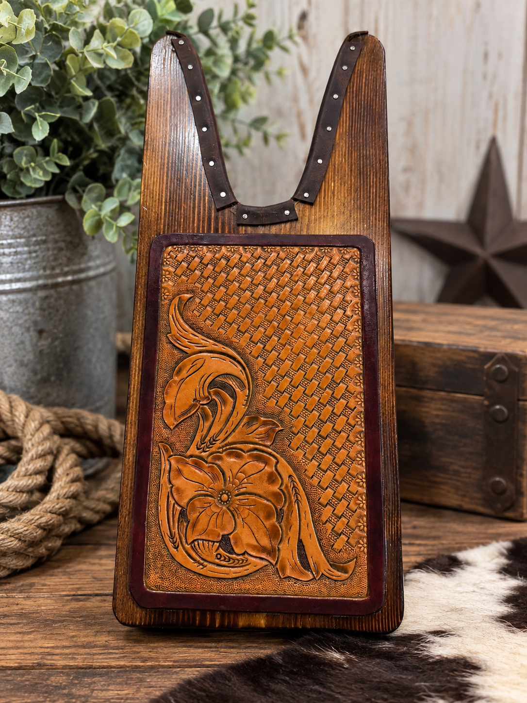 Hand tooled Leather Western Boot Jack