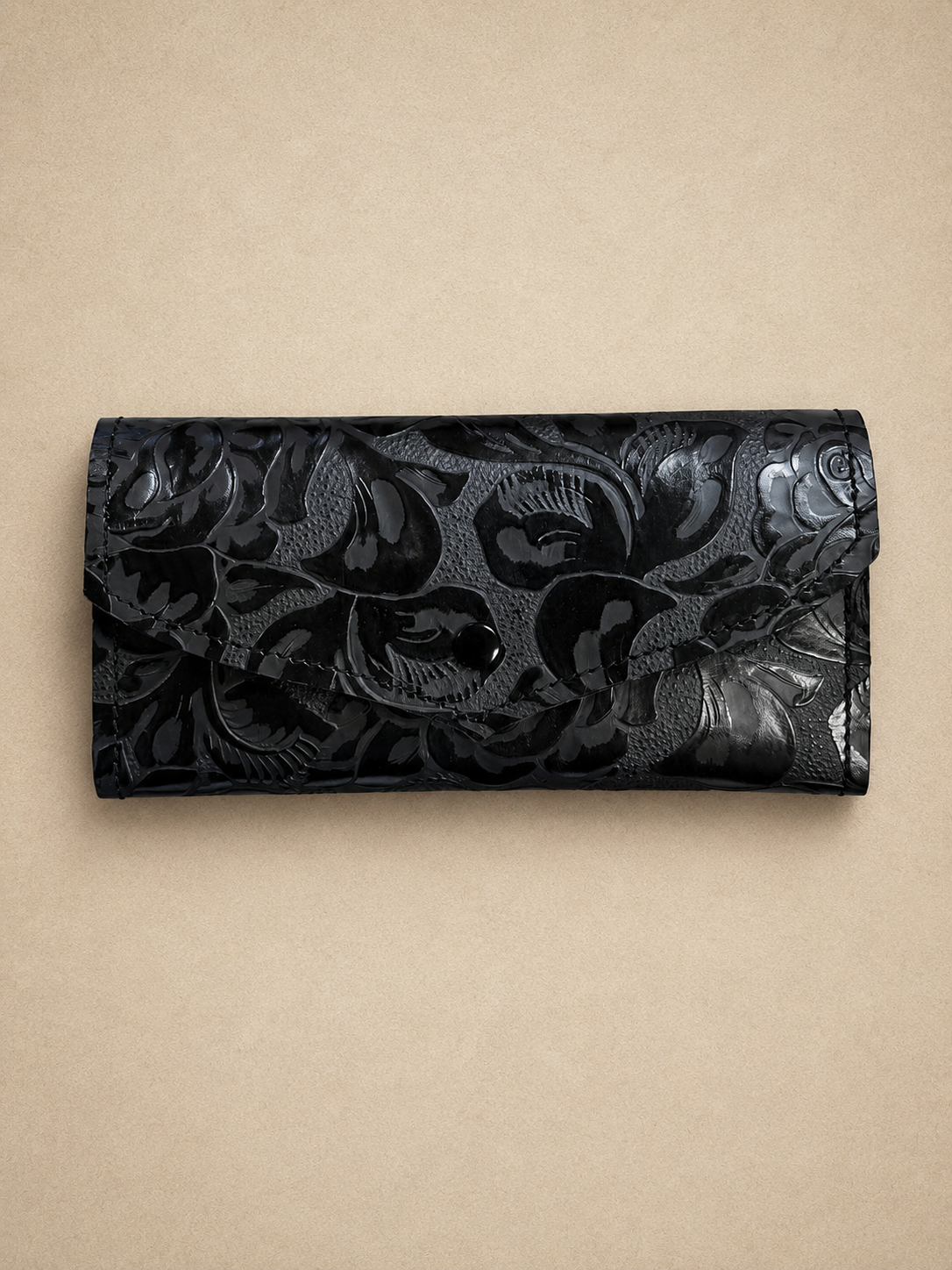 Black embossed leather wallet