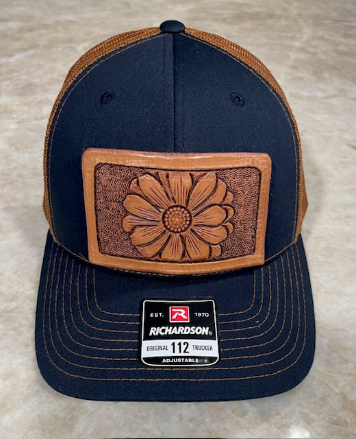 Richardson flower leather patch cap