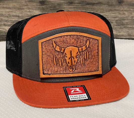 Orange Richardson leather tooled cap