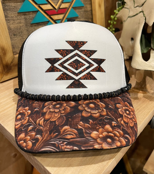 Aztec foam cap with beads