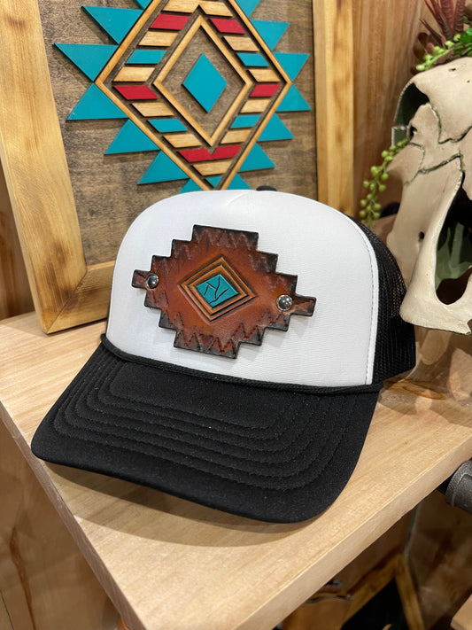 Aztec black and white trucker cap