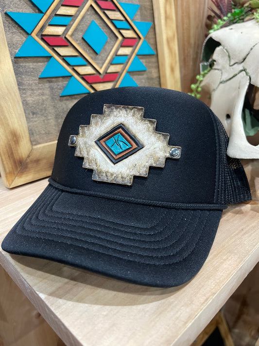 Black Aztec trucker cap