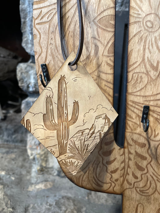Wood cactus ornament