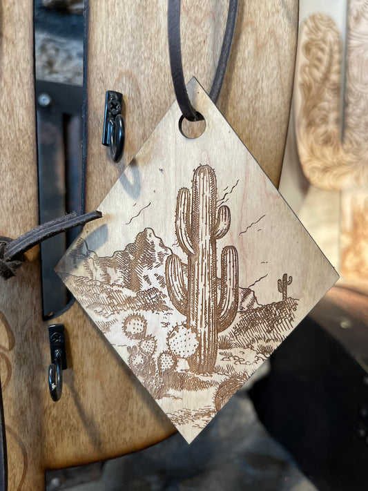Wood cactus ornament