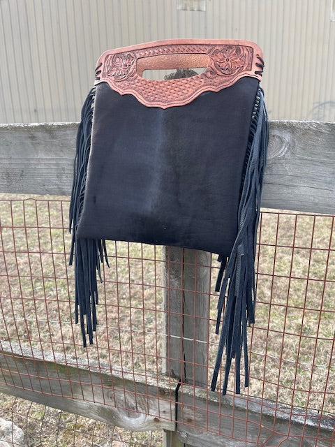 Tooled leather handbag purse